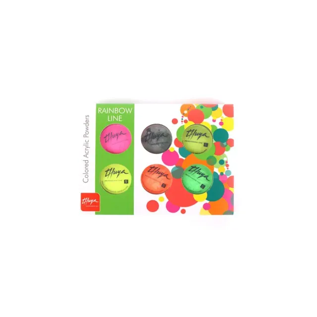 Thuya Nails Rainbow Line Kit akrylové pudry 6×5 g neonové
