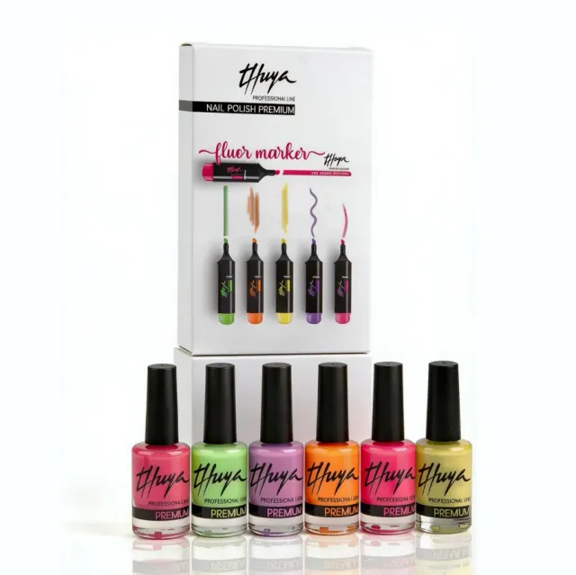 Thuya Premium Fluor Marker sada laků 6 odstínů